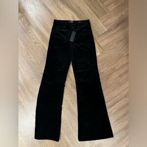 Black corduroy high waisted flair jeans